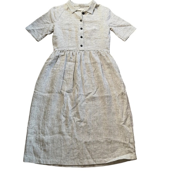 NEW OffOn Clothing | Fitted Short Sleeve Striped Linen Shirtdress, Size - Picture 1 of 15